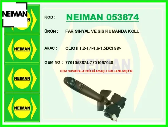 Far sınyal ve sıs kumanda kolu clıo ıı 1.2-1.4-1.6-1.5dcı 98> 7701053874/ 7701067948 resmi