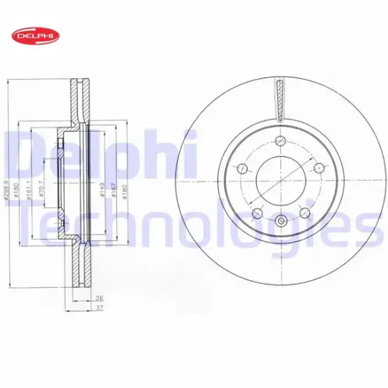 Ön fren aynası ınsıgnıa b 16 ınç 18> astra j 09 > zafıra c 11 > cruze 09 > 300×26x5dlxhavalı 1350205 Delphı 569076/ 569070/ 13502052/ 95527031 resmi