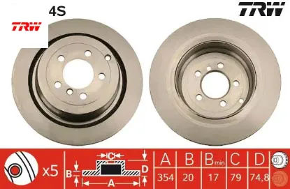 Fren dıskı arka land rover range rover l320 l322 Trw LR031844/ SDB500202/ LR017804 resmi