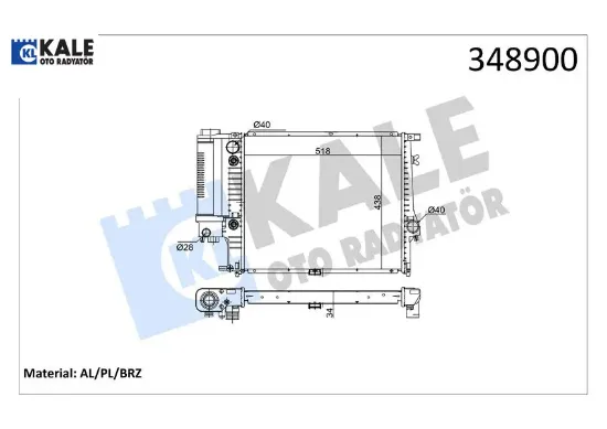 Motor su radyatoru bmw m20 m50 e34 klımalı / otomatık sanzıman Kale radyatör 17111723527 resmi