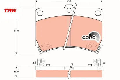 Ön fren balata mazda 323 1.6l b6 bg kasa 89-95 / 1.5l z5 dohc ba kasa 96-98 Trw BRY73323ZA/ WVA21654/ WVA21655 resmi