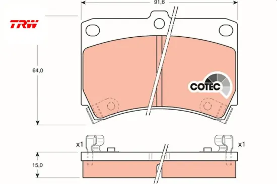 Ön fren balata mazda 323 1.6l b6 bg kasa 89-95 / 1.5l z5 dohc ba kasa 96-98 Trw BRY73323ZA/ WVA21654/ WVA21655 resmi