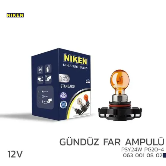 Nıken 12v psy24w gündüz far ampulü pg20-4 amb 10l Nıken UNIVERSAL resmi