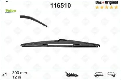 Silecek swf 30cm x1 arka twng 03/93 >-toyota aygo yarıs 02/01 > scenic 2.09 > c1 107 Valeo 7711130029/ 852420D010 resmi