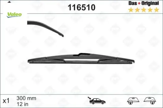 Silecek swf 30cm x1 arka twng 03/93 >-toyota aygo yarıs 02/01 > scenic 2.09 > c1 107 Valeo 7711130029/ 852420D010 resmi