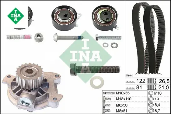 Devirdaimli triger seti 122×265 t4 2.5tdı 96-03 -lt35 2.5tdı 96-06 -volvo v70 2.5ydı ajt-ayy Ina 074198119B/ 074198119G/ 074198119P resmi