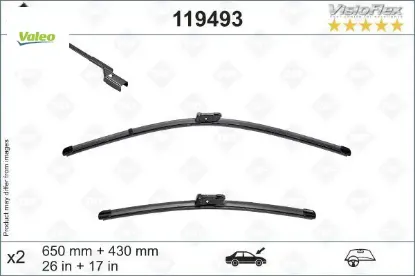 Silecek süpürge takımı peugeot p508 ıı 09/18> ds9 20> swf visioflex flat blade x2 650 430 mm Valeo 9823609180/ 9823609780 resmi