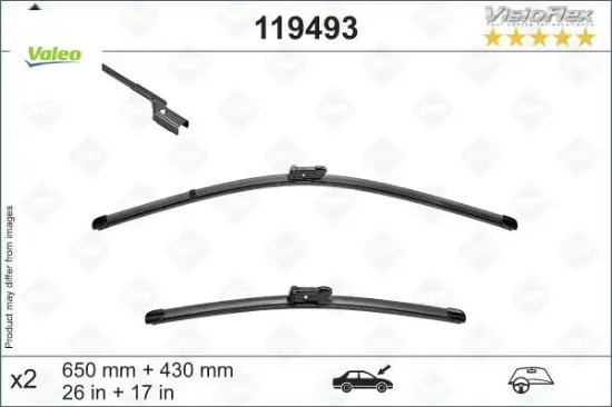 Silecek süpürge takımı peugeot p508 ıı 09/18> ds9 20> swf visioflex flat blade x2 650 430 mm Valeo 9823609180/ 9823609780 resmi