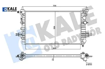 Su radyatörü opel astra h 04 >zafıra 05 > 1.6 1.8 mt ac nac mekanik 605×359x23 Kale radyatör 13170110/ 1300266/ 13145211 resmi
