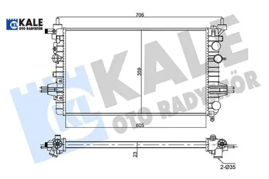 Su radyatörü opel astra h 04 >zafıra 05 > 1.6 1.8 mt ac nac mekanik 605×359x23 Kale radyatör 13170110/ 1300266/ 13145211 resmi