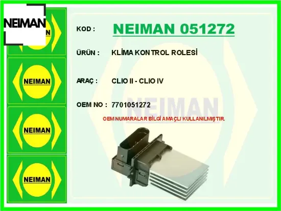 Klima kontrol role clıo ıı - clıo ıv 7701051272 resmi
