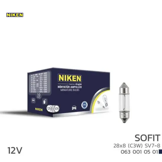 Nıken sofıt ampul 3w l28x8 sv7-8 12v 10lu Nıken resmi