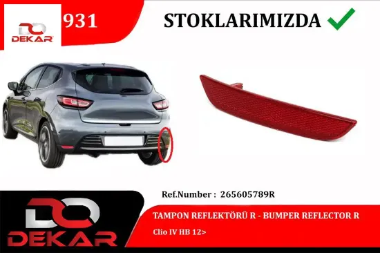 Arka tampon reflektörü sağ renault clıo ıv hb 12> Dekar 265605789R resmi