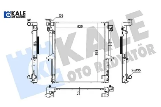 Radyatör mıtsubıshı l200 al/pl/brz 525×638x16 Kale radyatör 1350A182/ 1350A183/ 1350A348 resmi