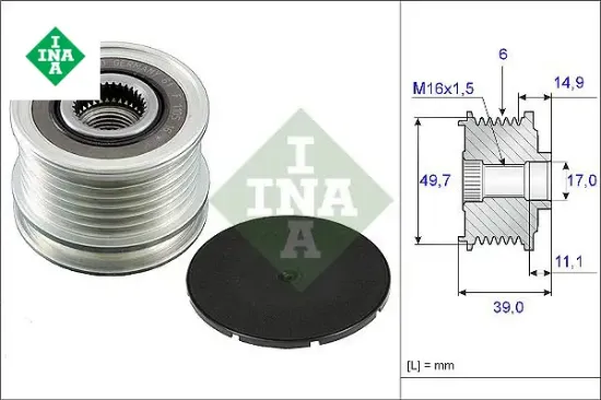 Alternator kasnagı mercedes w203 w210 w220 w639 b901>b906 Ina A6111550715 resmi
