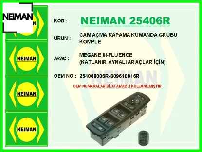 Cam açma kapama kumanda grubu komple megane ııı-fluence katlanır aynalı araçlar için 254000006R/ 809610016R/  resmi