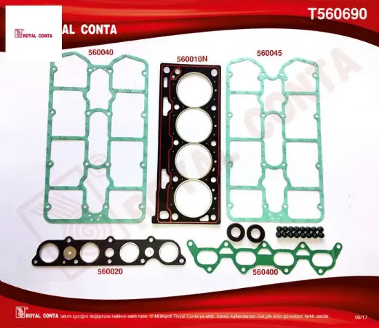 Üst takım contası skc keçe subap las renault megane ı 2.0 16v f7r Royal conta 7701468814 resmi