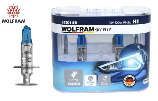 Ampul 12v h1 100 p14.5s sky blue beyaz ışık resmi