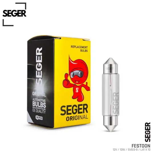 Ampul fes 12v 10w sv8.5-8 41mm sofit standart yenileme Seger resmi