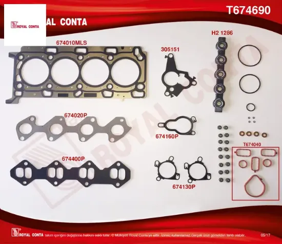 Üst takım conta skc li subap lastikli master ııı 2.3 dci 11 > movano 2.3 cdti 10 > m9t Royal conta 7701479334/ 7701477452/ 95516098 resmi