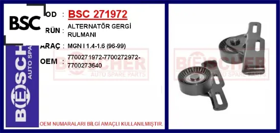 Alternatör gergi rulmanı mgn ı 1.4-1.6 96-99 7700271972/ 7700272972/ 7700273640 resmi