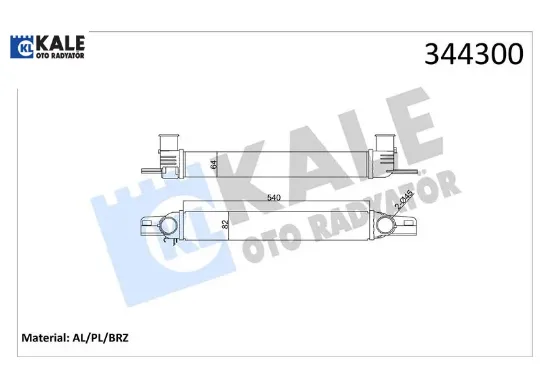 Turbo radyatörü ıntercoller nemo-bıpper-fıorıno 1.3jtd-bıpper-nemo 1.4hdı 540×82x64 al-pl-brz Kale radyatör 0384.L7/ 51790623 resmi