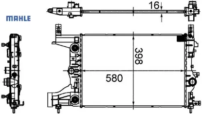 Radyatör mekanik astra j-zafıra tourer c-cruze 1.4-1.6 al/pl/brz 580×398x16 Mahle 39074662/ 1300299/ 13267650/ 13281773 resmi