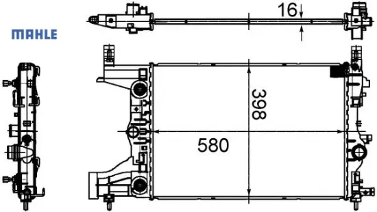 Radyatör mekanik astra j-zafıra tourer c-cruze 1.4-1.6 al/pl/brz 580×398x16 Mahle 39074662/ 1300299/ 13267650/ 13281773 resmi