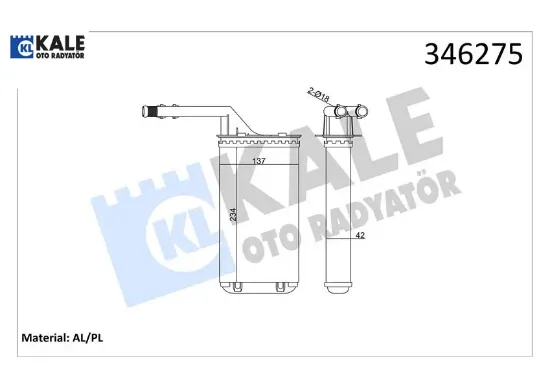 Kalorifer radyatörü 106 91-96 saxo 96-03 ax 91-96 234×138 Kale radyatör 6448.72/ 6448.75/ 96090004 resmi