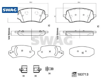 Ön fren balatası puma 09-2019> Swag 2413372/ 2425653/ KTL1TC2K021AC resmi