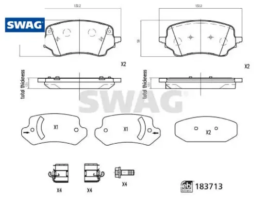 Ön fren balatası puma 09-2019> Swag 2413372/ 2425653/ KTL1TC2K021AC resmi