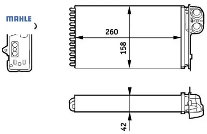 Kalorifer radyatörü mgn 97-99 scenıc 01-03 1.4-1.6-1.9-2.0 16v 260×158 Mahle 7701204992/ 7701205450/ 7701205451 resmi