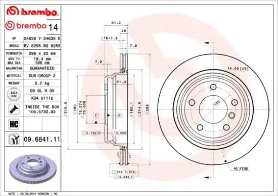 Fren dıskı arka bmw e39 Brembo 34216767060 resmi