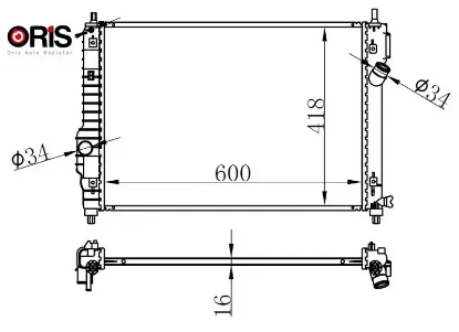 Radyator brazing mt 600×418x16 kalos/ aveo 1.2i/1.6i 05 Orıs 95227751/ 95227749 resmi