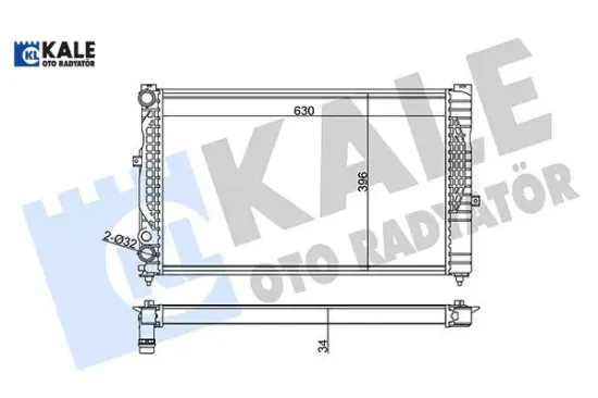 Radyatör a4-a6 1.8-passat 1.6 1.8 00-05 630×396x34 al-pl Kale radyatör 8D0121251Q/ 8D0121251K/ 8D0121251E resmi