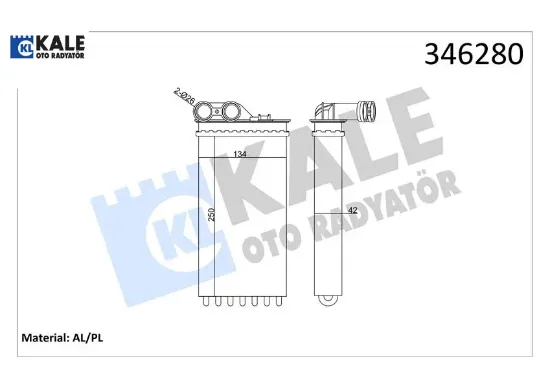 Kalorifer radyatörü c4 04>p307 04> ac klimasız 247×134x42 Kale radyatör 6448.N5 resmi