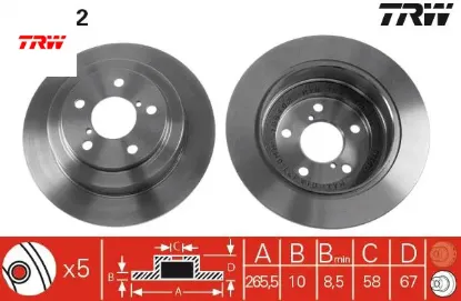 Arka fren diski dolu tip subaru ımpreza 2.0l ej20 gc8 kasa 96-00 / forester 2.0l ej20 sf kasa 98-> / Trw 26310AA040/ 26310AA051 resmi