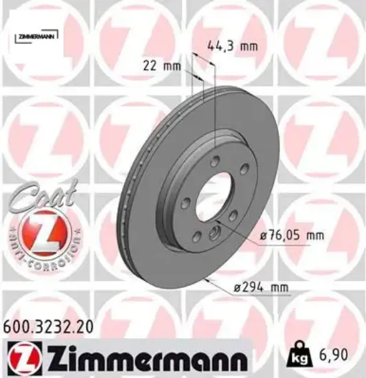 Arka fren aynası havalı transporter t5 1.9 tdi 2.0 2.5 tdi 04/03>multıvan 4.03> 294×21.9x5dlxhaval 9 7H0615601B resmi