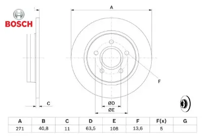 Arka fren dısk aynası focus ııı 11>17 271×11x63.5x41x5dl Bosch BV612A315BA/ 1704765 resmi