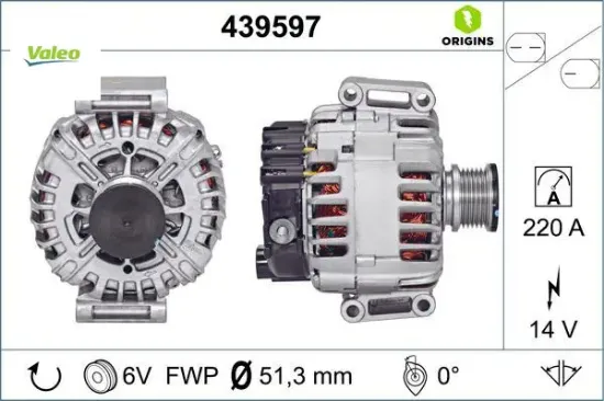 Alternator 14v 220a mercedes sprınter b906 06>09 Valeo A6461540802 resmi