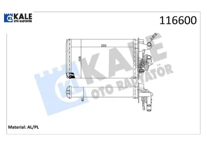 Kalorifer radyatörü fıat tempra 95>01 tipo 95>01 alfa romeo 145 95>01 146 94>01 155 92>97 250×158x42 Kale radyatör 7754065/ 7582699/ 7754068 resmi