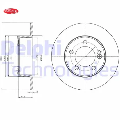 Arka fren aynası renault master ııı 10> opel movano b 13> 2.3dci 305×12x71.5 5 delik tek teker Delphı 432064087R/ 4421080/ 93168847 resmi