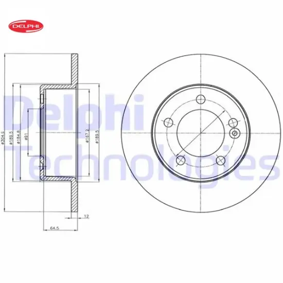 Arka fren aynası renault master ııı 10> opel movano b 13> 2.3dci 305×12x71.5 5 delik tek teker Delphı 432064087R/ 4421080/ 93168847 resmi