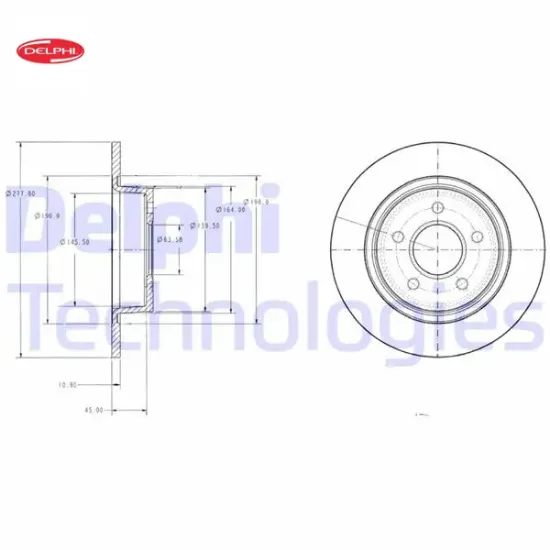 Arka fren dısk aynası connect 1.8tdcı 02>13 abs lı Delphı 2T142A315BC/ 4367107/ 4367108/ 4457989 resmi