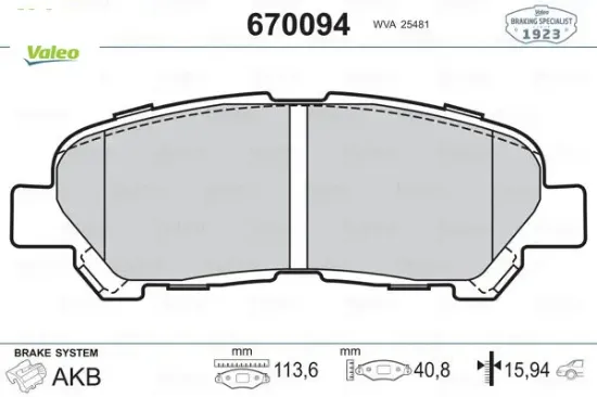 Arka balata toyota hıghlander 13> Valeo 446648120 resmi
