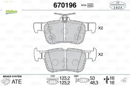 Arka fren balatası galaxy ııı 15> mondeo v 14> edge 15>19 focus ıv 17> kuga ııı 19> Valeo 5302023/ 5302023/ DG9C2M007CB resmi