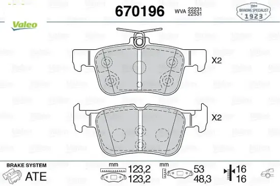Arka fren balatası galaxy ııı 15> mondeo v 14> edge 15>19 focus ıv 17> kuga ııı 19> Valeo 5302023/ 5302023/ DG9C2M007CB resmi