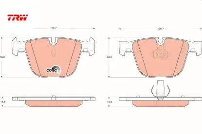 Fren balatası arka bmw e60 e61 e63 e64 e65 e66 e70 f15 e71 e72 f16 Trw 34216768471 resmi