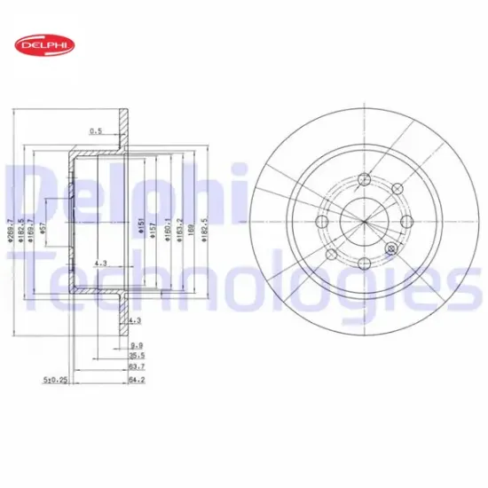 Arka fren aynası vectra b 96-02 270×10 x 4dl dolu 90495268 Delphı 569209/ 90512909/ 93182288/ 569117 resmi