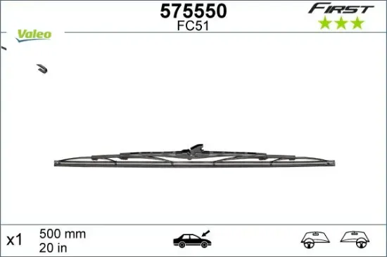 Silecek süpürgesi renault-dacıa 500 mm Valeo 288901158R/ 8200769217 resmi